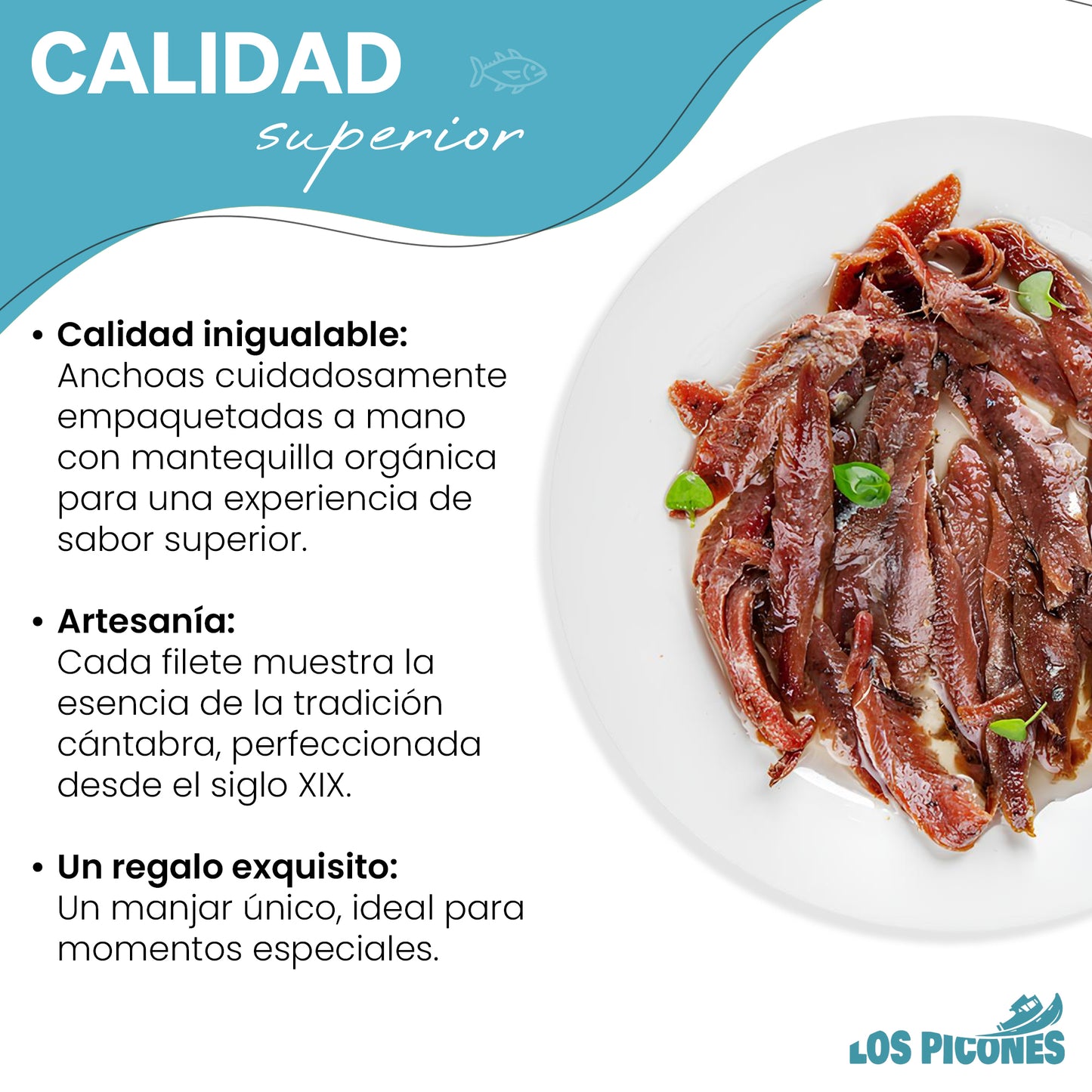 Anchoas del Cantábrico en Mantequilla Líquida Ecológica I Lata 100 gr./12 filetes.