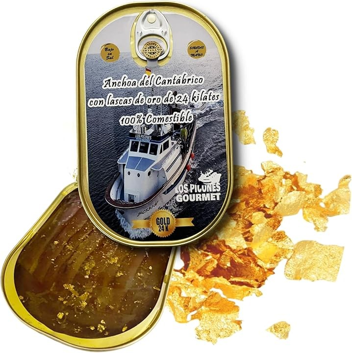 Anchoas del Cantábrico XL con Lascas de Oro de 24 Kilates I Lata 200 gramos.