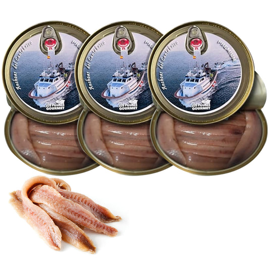Pack 3 Latas Anchoas del Cantábrico Premium con Aceite de Trufa, en Mantequilla Ecológica y en Aceite de Oliva I 345 gramos.