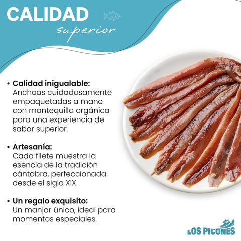 Anchoas Revilla I Anchoas Del Cantábrico en Mantequilla Ecológica I Octavilla 60g/8-10 lomos.